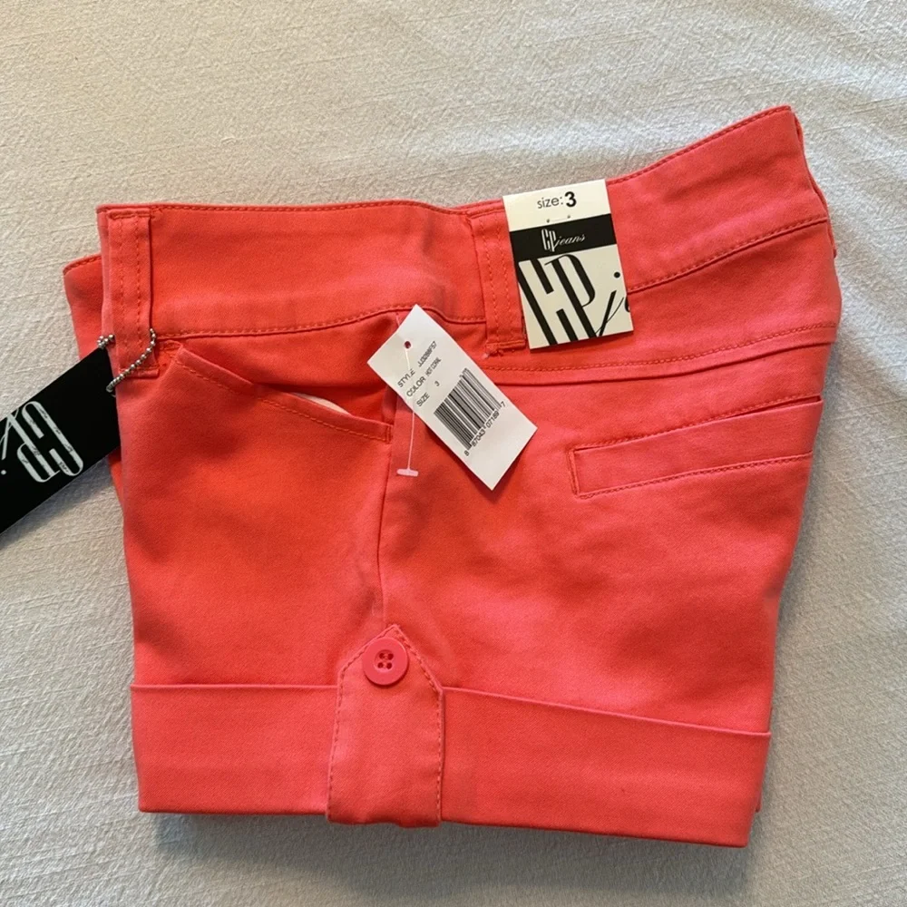 NWT Celebrity Pink Jeans Cuffed Shorts - Hot Coral